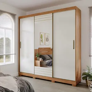 Guarda-Roupa Casal 3 Portas Correr 4 Gavetas Búzios Panan Roupeiro