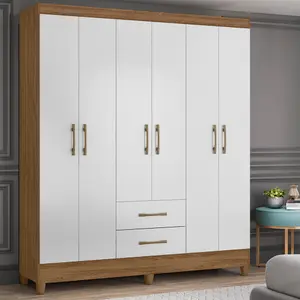 Guarda-Roupa Casal 6 Portas Bater 2 Gavetas Panamá Moval Roupeiro