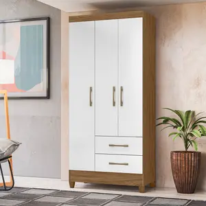 Guarda-Roupa Solteiro 3 Portas Bater 2 Gavetas Lima Moval Roupeiro